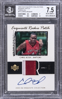 2003-04 UD "Exquisite Collection" Rookie Patch Parallel #75 Chris Bosh Signed Patch Rookie Card (#4/4) – BGS NM+ 7.5/BGS 10